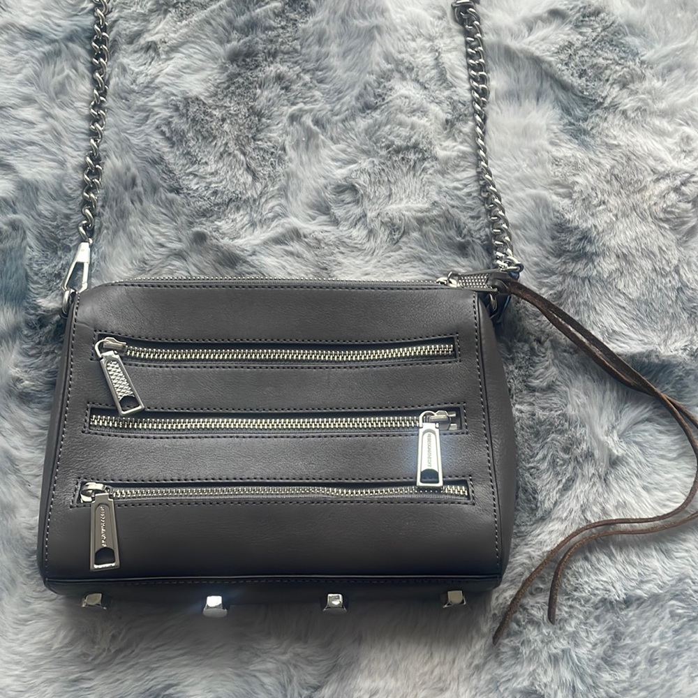 Rebecca Minkoff Moto Gray Leather Crossbody
